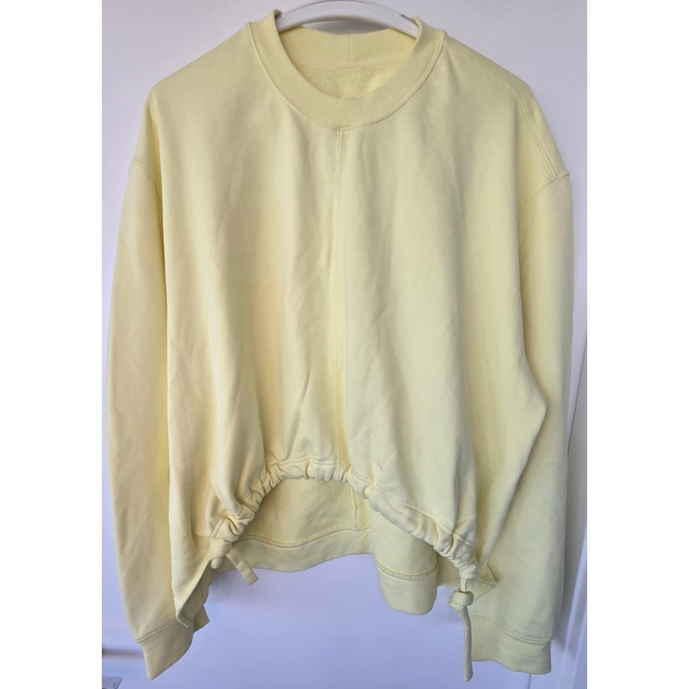 JNBY Sweater Women Sz M Yellow Minimalist Chic Quiet Luxury Festive Color Block